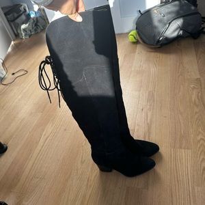 ALDO Over the Knee Black Suede Mini Heeled Boots